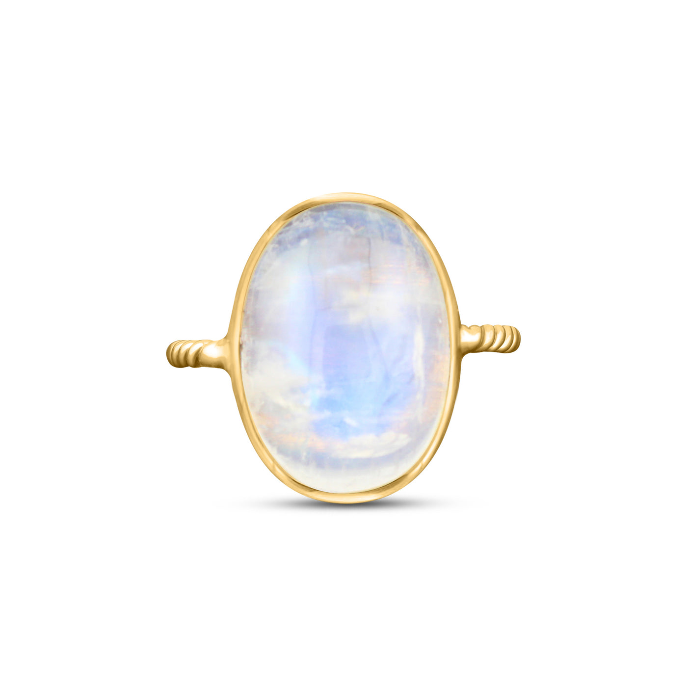 Rainbow Moonstone Oval Ring In 18K Yellow Gold