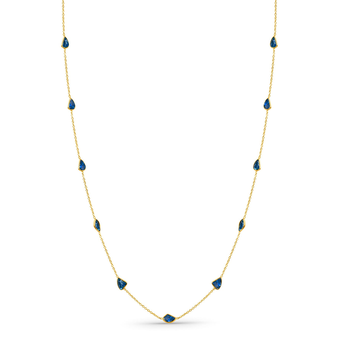 18K gold Blue Sapphire multishape necklace – handcrafted luxury jewelry by Tresor Collection