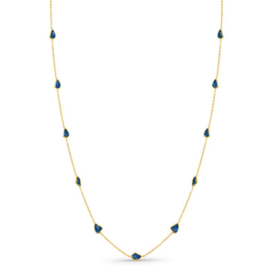 18K gold Blue Sapphire multishape necklace – handcrafted luxury jewelry by Tresor Collection