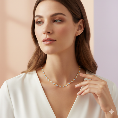 Rainbow moonstone necklace styled for daily wear and evening looks – Tresor Collection