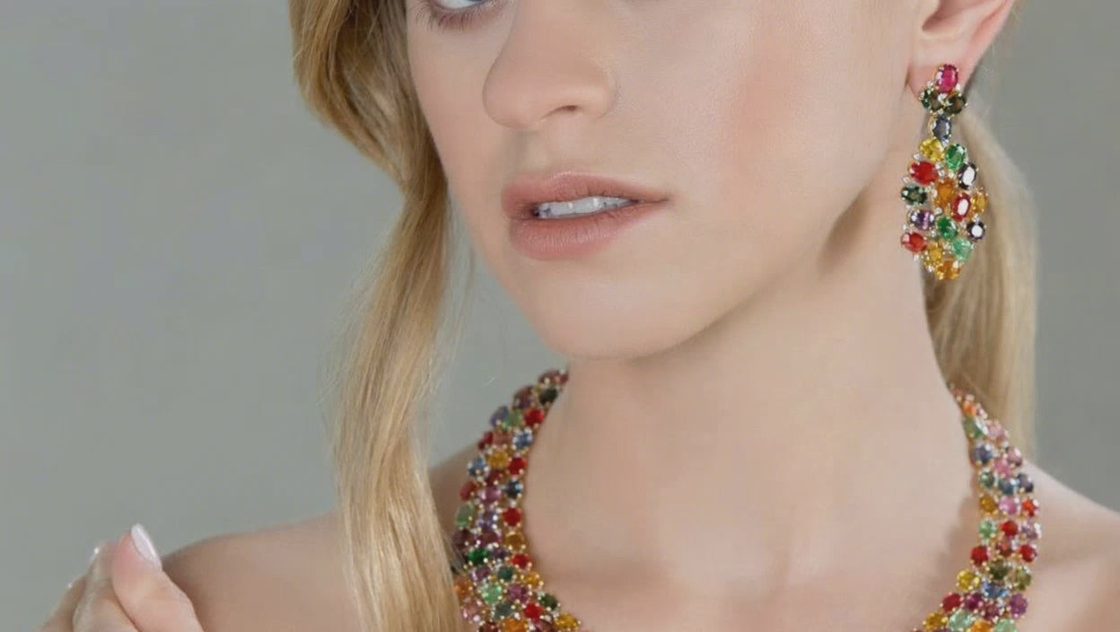 Dazzle Multicolor Tourmaline And Diamond Necklace In 18K Yellow Gold | Tresor Collection