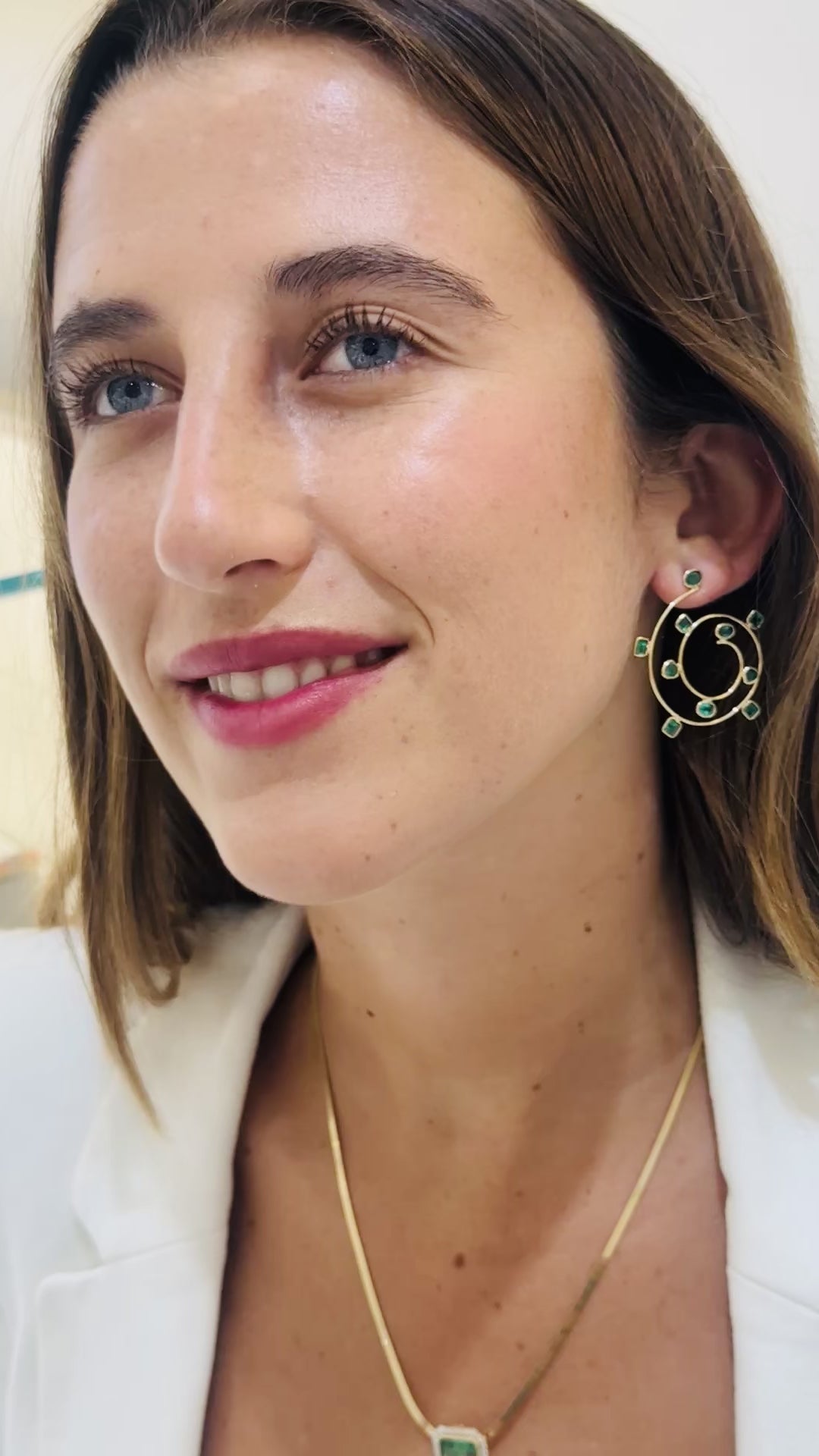 Gemstone Swirl Earring In 18K Yellow Gold