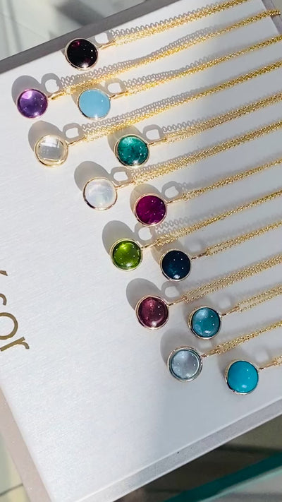 Gemstone Rd. Pendant In 18K Yellow Gold