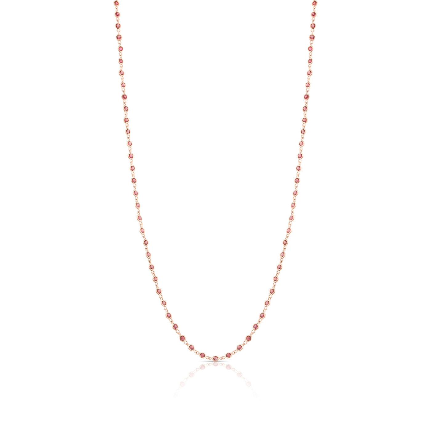 Pink Tourmaline Round Necklace In 18K Rose Gold