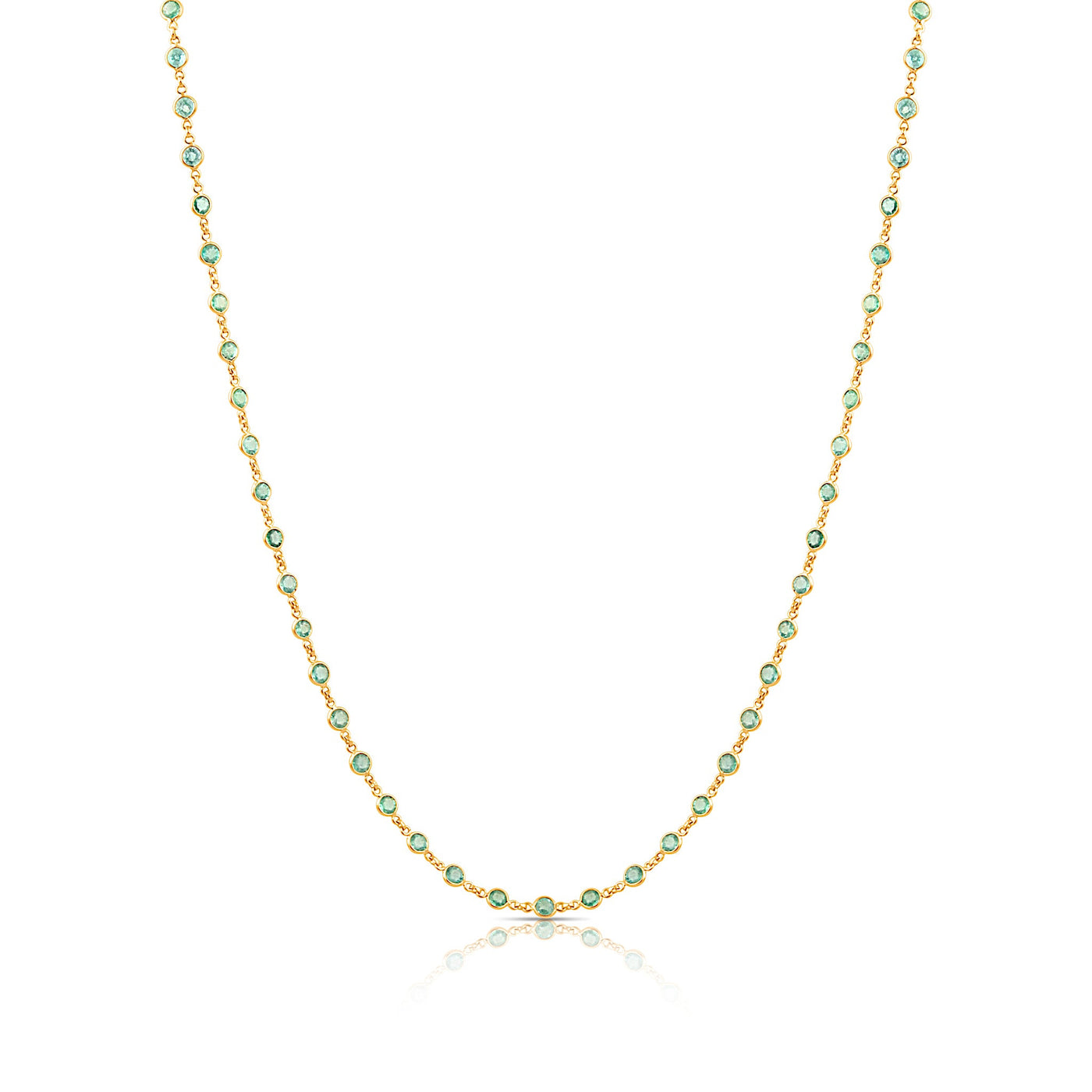 Emerald Round Necklace In 18K Yellow Gold