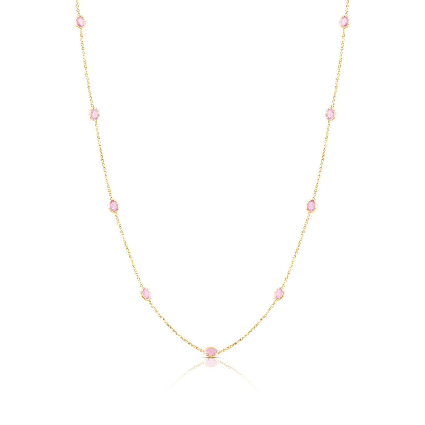 Pink Tourmaline Oval Necklace 18K Yellow Gold