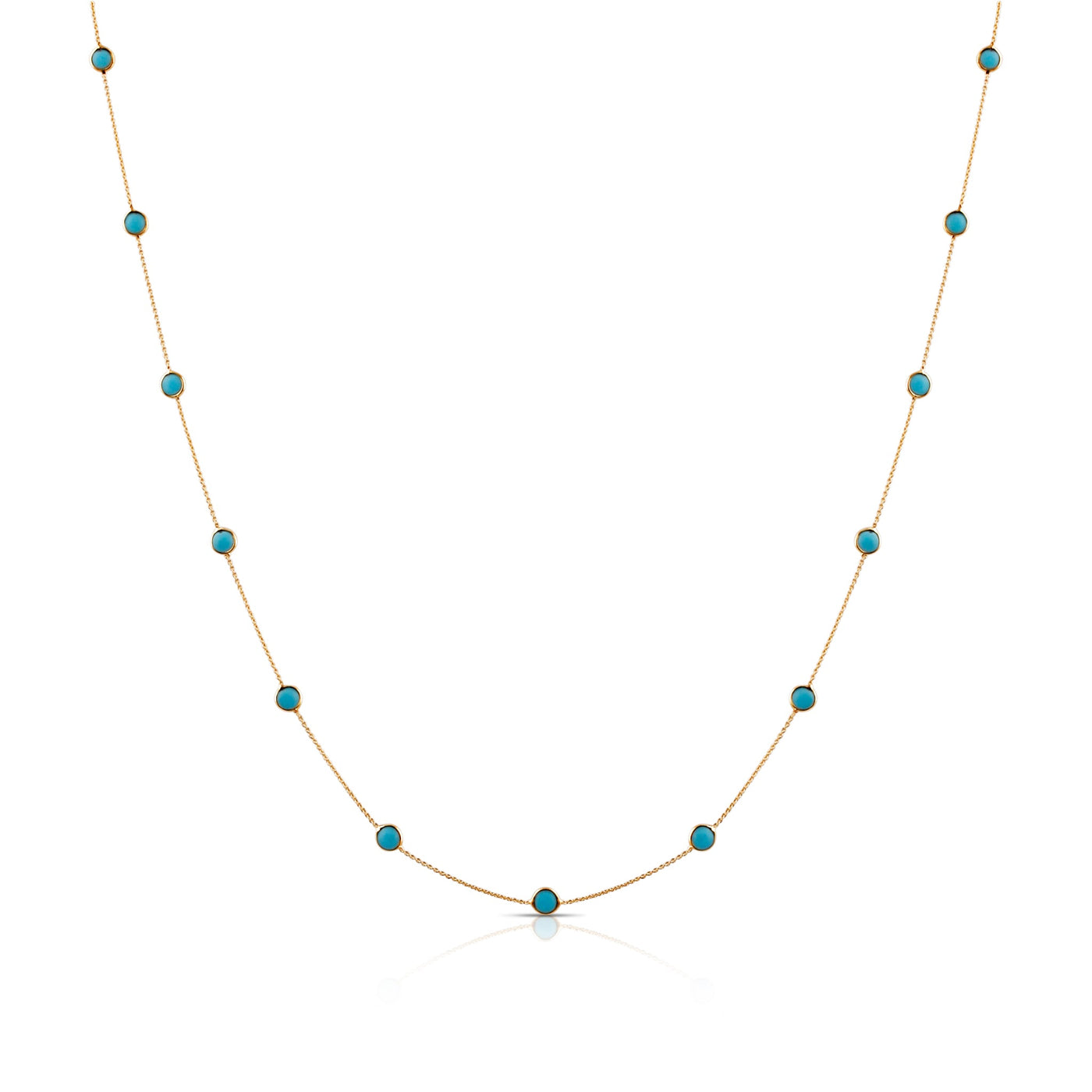 Turquoise Round Necklace In 18K Yellow Gold