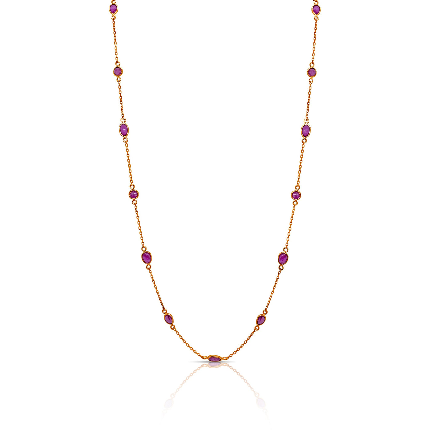 Ruby Station Necklace In 18K YG