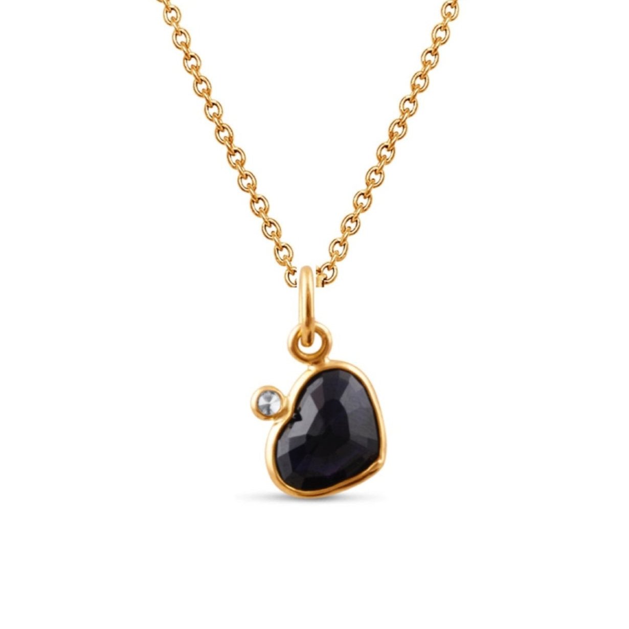 Dark Purple Spinel Heart with Diamond Pendant In 18K Yellow Gold