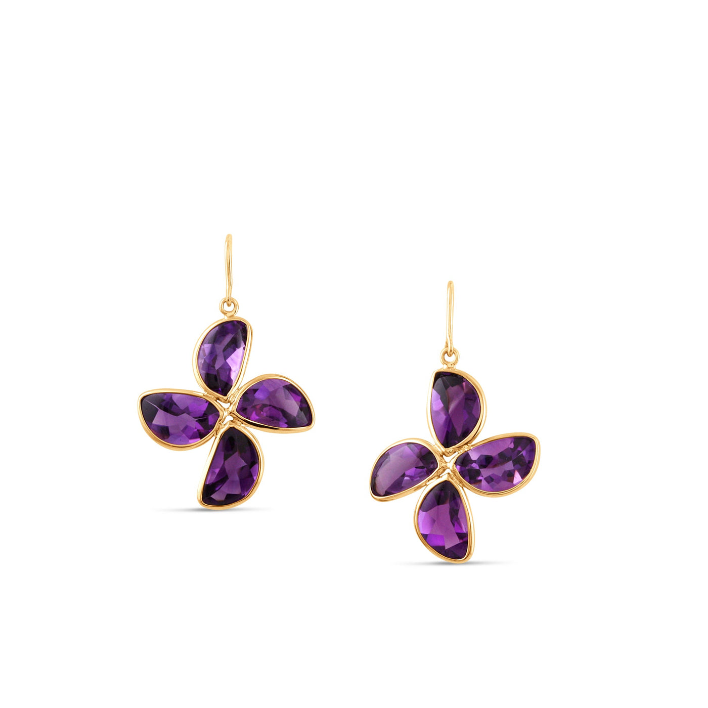 Amethyst D Shape Earring In 18K Yellow Gold