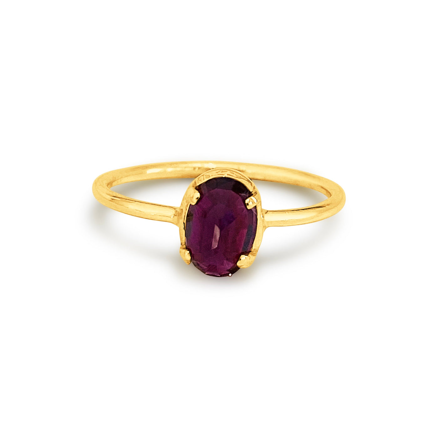 Rhodolite Oval Ring In 18K Yellow Gold