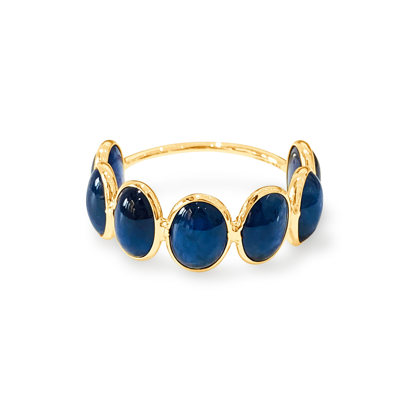 Blue Sapphire Oval Ring In 18K Yellow Gold