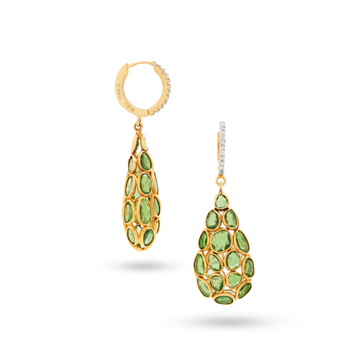 Tsavorite & Diamond Earring In 18K  Yellow Gold