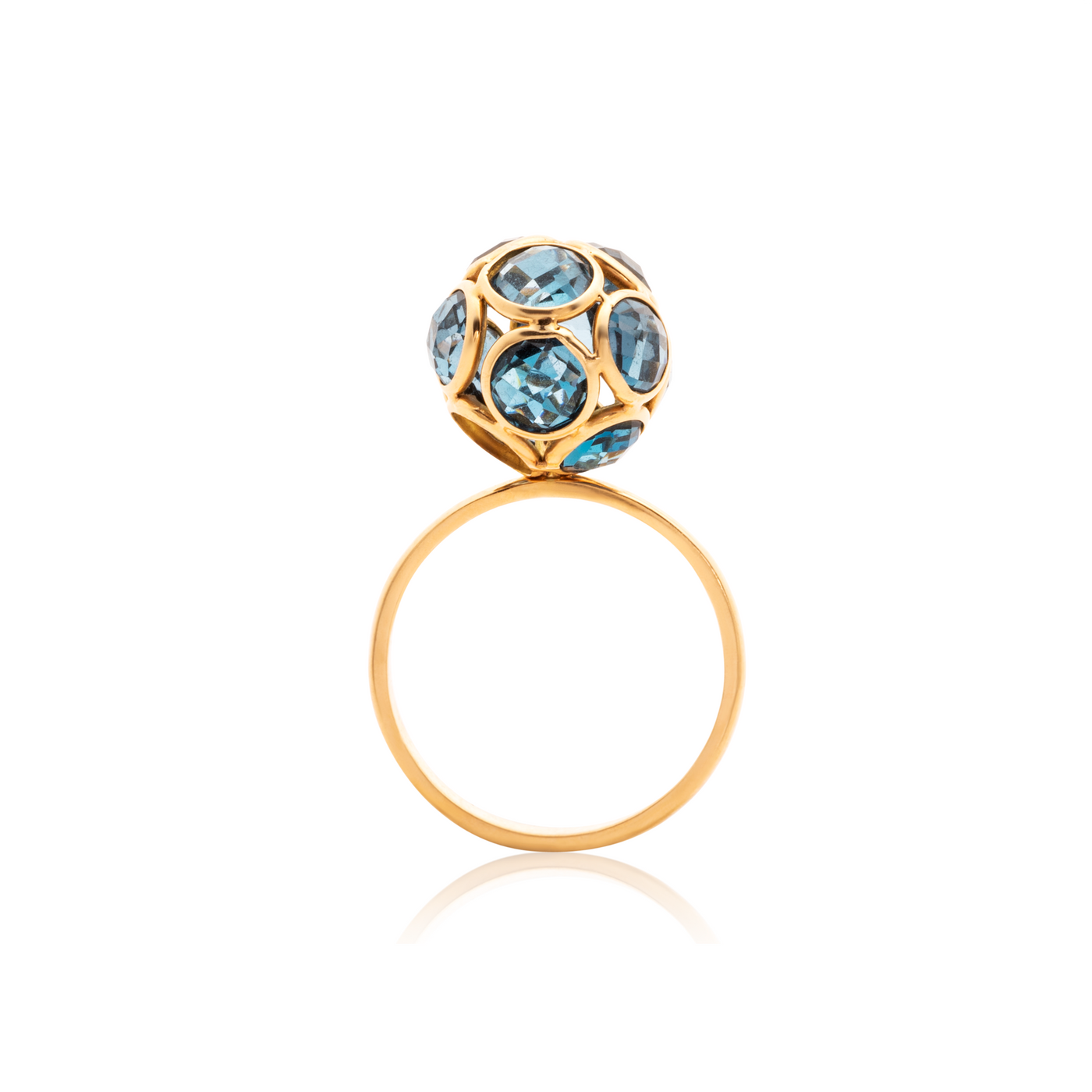 London Blue Topaz Ball Ring In 18K Yellow Gold