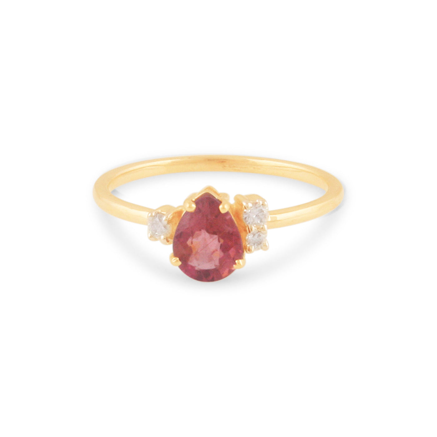 Ruby P/S. & Diamond Ring In 18K Yellow Gold