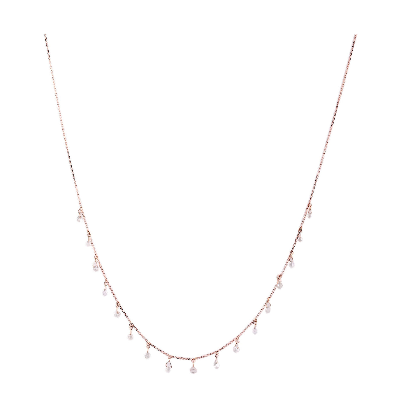 Organic Diamond Baroque Necklace In 18K Rrose Gold