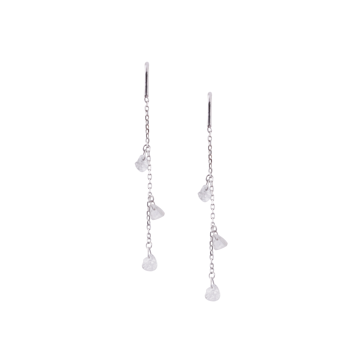 Organic Diamond Baroque Earring In 18K White Gold